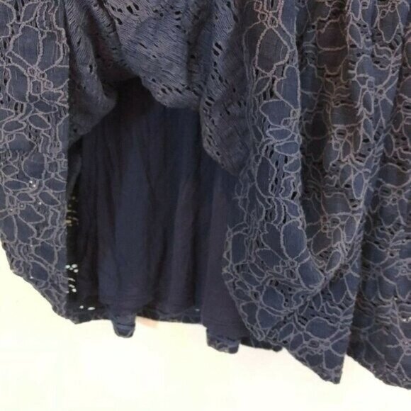 Free People Size S Navy Rose Garden Floral Lace Dress Fit n Flare 3/4 Sleeve - Picture 12 of 13